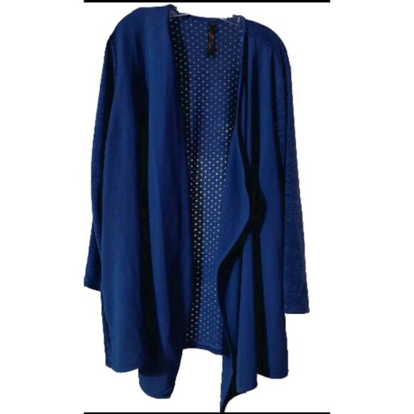 Melissa McCarthy Seven7 Size Small 2X Cardigan Blue Open Drape Front Long Sleeve - Picture 9 of 9